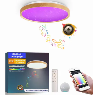 LED-Deckenleuchte 50 cm, dimmbar, RGB, Bluetooth-Lautsprecher, 55 W
