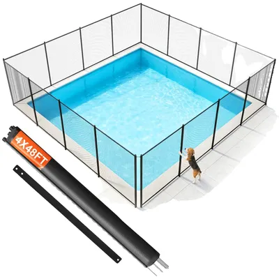 Produktbild von VEVOR Poolzaun, 1,2 x 3,7 m Poolzäune für eingelassene Pools, abnehmbarer Kindersicherheits-Poolzaun, einfache DIY-Installation des Schwimmbeckenzauns, 340g Teslin PVC Poolzaun-Netz schützt Kinder und Haustiere, 4x48 ft