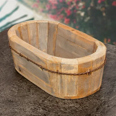 Produktbild von Holzschüssel, Groß, Oval, Eisen Applikationen, in Shabby- Chick