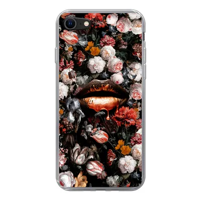 Produktbild von MuchoWow® Handyhülle Schutzhülle Hülle für iPhone 8 Lippen - Blumen - Farbe - Orange - Kunst - Abstrakt - Alte Meister Silikon Softcase Handy Hülle - Schutzhaube