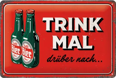Obrázok produktu pre Nostalgic-Art - Plechový nápis 20 x 30 cm - Otvorený bar - SONDEREDITION - Trink mal drüber nach