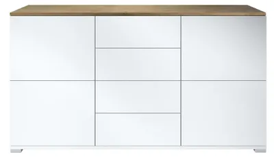 Produktbild von InnoFurn Sideboard Elva M1, 4 Türen, 4 Schubladen, Weiß matt, 138,5 x 75,5 x 35 cm