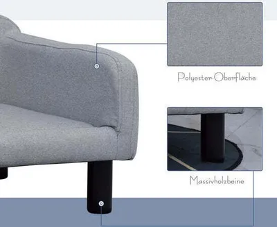 Produktbild von Pawhut PawHut Hundesofa mit weicher Polsterung Haustierbett Hundebett Katzensofa mit Holzbeinen D04-149