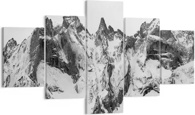 Produktbild von Bild auf Leinwand - Leinwandbild - 5 Teile - Alpen Schnee Monochrom - 125x70cm - Wand Bild - Wanddeko - Wandbilder - Leinwanddruck - Bilder - Wanddekoration - Leinwand bilder - EA125x70-4405