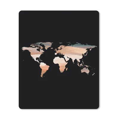 Produktbild von MuchoWow® Mauspad Mousepad Weltkarte - Farben - Schwarz 30x40 cm - Mousepads - Maus Mat - Pad - Mausunterlage - Mausmatten