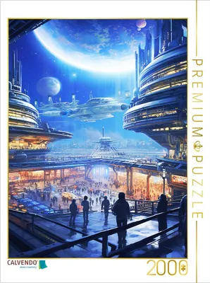 Produktbild von CALVENDO Puzzle Galaktischer Flughafen | 2000 Teile Lege-Größe 90x67cm Foto-Puzzle für glückliche Stunden