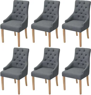 Produktbild von The Living Store Esszimmerstühle 6 Stk. Dunkelgrau Stoff