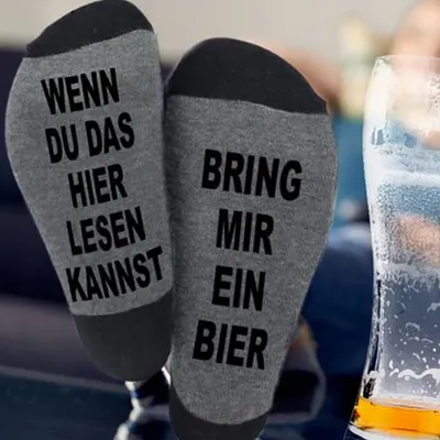 Produktbild von 2 Paare "Wenn du das lesen kannst" Socken, lustiger Spruch A0208 2x Bier