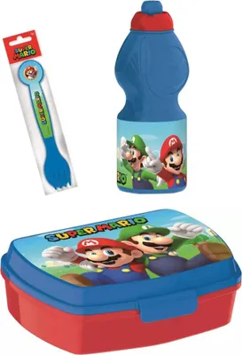 Produktbild von Super Mario Set Lunchbox mit Trinkflasche und Besteck