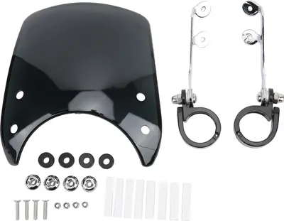 Immagine prodotto di Moto parabrezza faro carenatura 180 ° regolabile universale per 1,5-1,6 pollici forcella anteriore nero