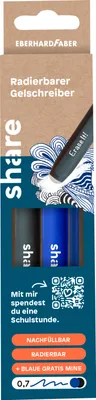 Produktbild von share Gelroller radierbar Strichstärke 0,7 mm schwarz+blau