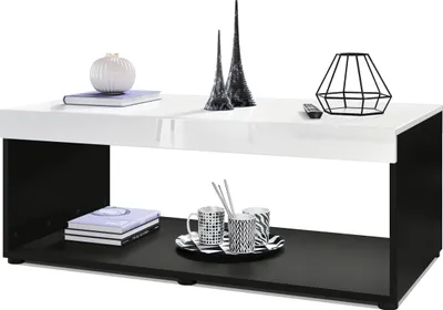 Produktbild von Vladon Couchtisch Pure,  Germany, Wohnzimmertisch in Kastenform, Schwarz matt/ Weiß Hochglanz (104 x 40,5 x 58 cm)