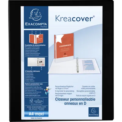 Image de Exacompta 10x Classeur PP 4 anneaux en D 30mm A4 maxi Noir 51842NE