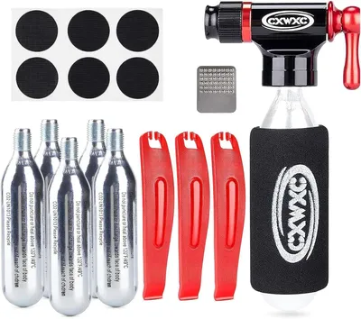 Productafbeelding van CO2 pompset fiets - 5 x 16 g patronen - Met reparatieset