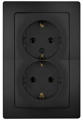 Obrázek produktu pro Zásuvka do krabice - dvojitá s uzemněním - Matná černá - 16 A - 250 V