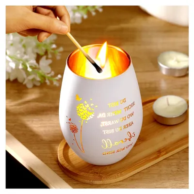 Produktbild von Trauerlicht Windlicht mit Gravur für Gedenkanlässe