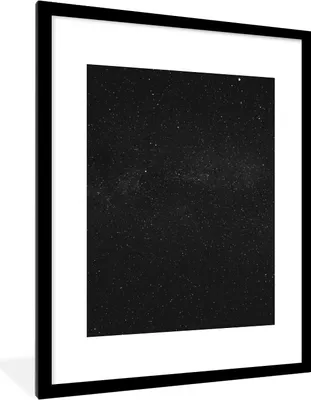 Produktbild von MuchoWow® Gerahmtes Poster Sternenhimmel - Schwarz - Weiß - Himmel 60x80 cm - Poster mit Schwarzem Bilderrahmen Wandposter Rahmen Foto Bilder - Wohnzimmer - Dekorationen - Prämie