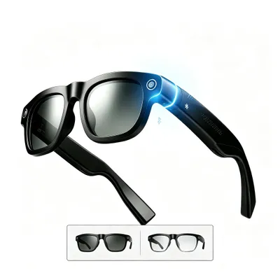 Produktbild von Smart Glasses, AI-Smart-Brille mit 8MP-Kamera, Intelligente Bluetooth Brille mit KI Sprachassistent, Echtzeit Übersetzung, Audio Brille Reisen, Arbei
