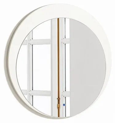 Obrázok produktu pre Kruhлый nástenný zrkadlo s bielym rámom a elegantným, moderným vzhľadom