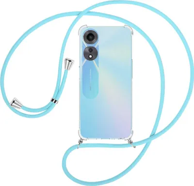 Produktbild von Handykette Backcover-Schutzhülle mit Band (Metall silberfarben) für Oppo A58 5G, Oppo A78 5G (6.56'') - himmelblau