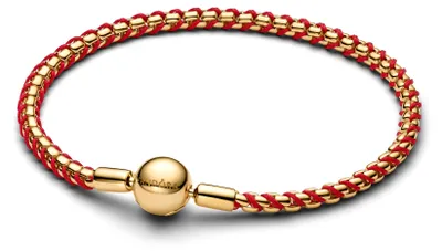 Produktbild von Pandora Gliederarmband Rote Kordel 14 Karat Vergoldet 563816C01-21 cm