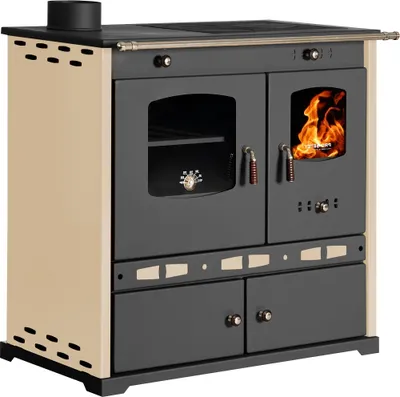 Produktbild von EEK A+ Küchenofen Holzherd Perfect ECO LUX creme, Links Version - 7,38 kW Dauerbrandherd