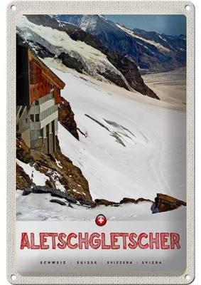 Produktbild von Blechschild Reise 20x30cm Aletschgletsch Schweiz Schnee Winter