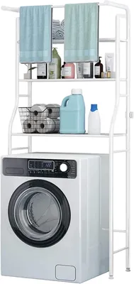 Image de Étagère au-dessus de la machine à laver, étanche, avec 3 niveaux, réglable en hauteur, idéale pour une buanderie