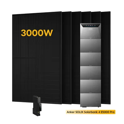 Produktbild von Powerness® Balkonkraftwerk , Anker SOLIX Solarbank 4 E5000 Pro Speicher mit 5x BP5000 Erweiterungsakku,3000W Module & Smart Meter 0% VAT
