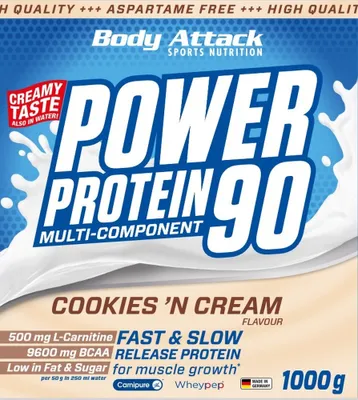 Produktbild von Body Attack Power Protein 90 – 1 kg Cookies n Cream Flavour