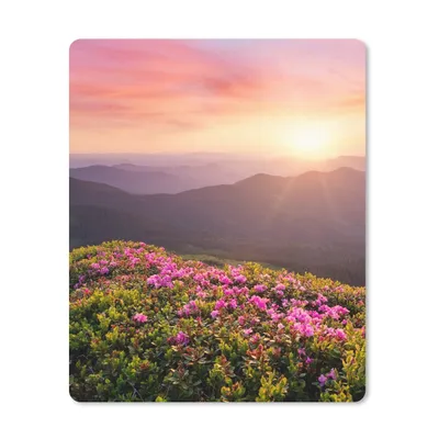 Produktbild von MuchoWow® Mauspad Mousepad Blumen - Berg - Sonnenuntergang - Landschaft 30x40 cm - Mousepads - Maus Mat - Pad - Mausunterlage - Mausmatten