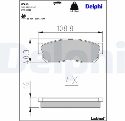 Zdjęcie produktu dla Bremsbelagsatz, Scheibenbremse DELPHI LP261