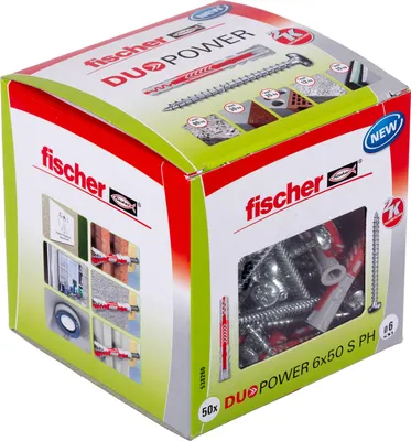 Obrázek produktu pro fischer 538260 fischer DuoPower 6x50 S PH 2K 538260 Dübel mit Schrauben Ø 6 mm x 50 mm, 50 St.