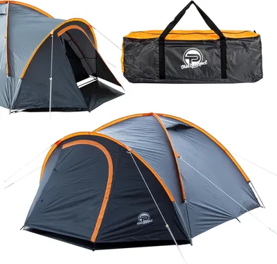 Produktbild von Campingzelt 3–4 Personen –  verdunkelter Innenraum, wasserdicht, doppelwandig | Vorraum, Moskitonetz, Bodenplane, Tragetasche, fluoreszierende Leinen