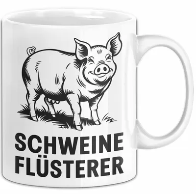 Produktbild von Schweinebauer Schweine Tier Tasse Geschenk Lustige Geschenkidee Spruch Schweineflüsterer (Weiß)