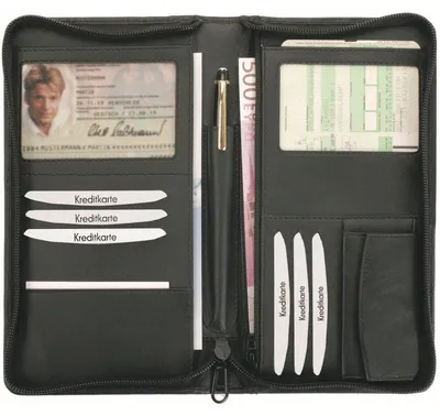 Productafbeelding van Alassio Reisorganizer met RFID-bescherming voor documenten, gemaakt van zacht leer, kleur: zwart
