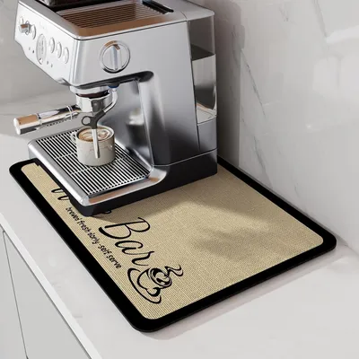 Produktbild von Kaffeematte, saugfähige Geschirrtrocknungsmatte für die Kaffeebar, passend für Kaffeemaschinen und Kaffeekannen, große Trocknungsmatte für Küchenarbeitsplatten (60×40cm)