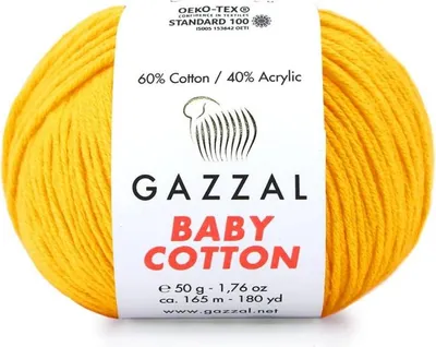 Obrázek produktu pro Gazzal Baby Bavlna 3417 Yellow: Intenzivní barvy, měkká dětská vlna, 50g/165m