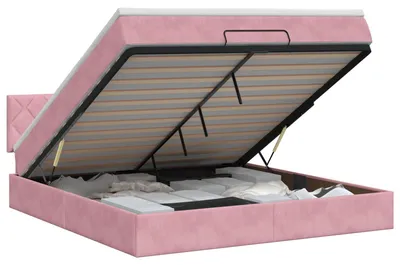 Zdjęcie produktu dla Łóżko ottoman z materacem różowy 180 x 200 cm Welur