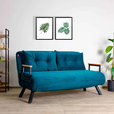 Produktbild von Hanah Home, Sando 2-Seater - Petrol Green, Schlafsofas, 2-Sitzer-Schlafsofa, Petrolgrün, Polyester, 133 x 78 x 78 x cm
