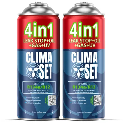 Obrázok produktu pre Sada klimatizácie do auta 4v1 R134a, olej, tmel, UV farbivo 2x 626g