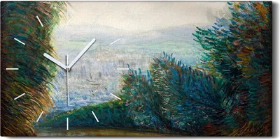 Produktbild von Dekor Leinwand Uhr Wandbilder 60x30 Malerei Wald Bäume Landschaft Kunst - weiße Hände