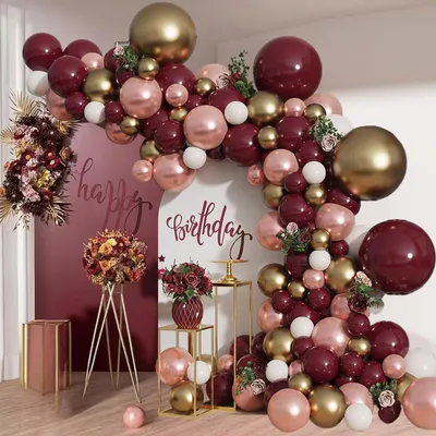 Ballonbogen-Set, 110 Stück, Burgunderrot, Roségold, Weißgold