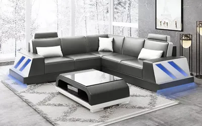 Produktbild von Ecksofa Beleuchtet Led Couch Sofa Polster Eckgarnitur Sofa Garnituren Couchtisch
