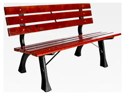 Produktbild von Stabile Parkbank aus Holz und Eisen, Gartenbank, Sitzbank 120 x 56 x 70 cm