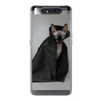 Produktbild von MuchoWow® Handyhülle Schutzhülle Hülle für Samsung Galaxy A80 Katze - Umhang - Schwarz Silikon Softcase Handy Hülle - Schutzdeckel