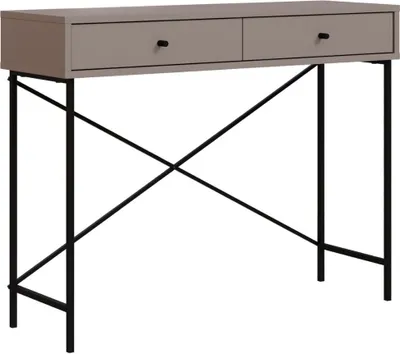 Zdjęcie produktu dla Konsola z 2 szufladami, kolor mokka, nogi metalowe, szerokość 110 cm - Titan