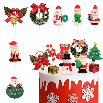 16er Set Weihnachtskuchen-Dekoration, Cupcake-Topper, Figuren