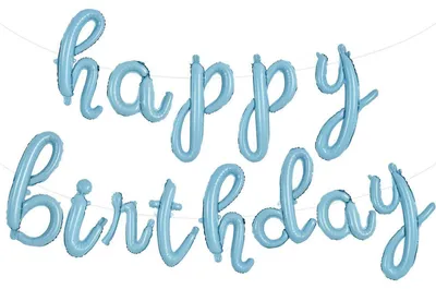 Obrázok produktu pre Dekoračný banner "Happy Birthday", balóny a fóliové balóniky, svetlomodrej farby, priemer 40,6 cm