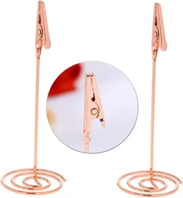 Produktbild von 12-teiliges Set mit Tischkartenhaltern, Fotohaltern, Büroklammern für Menüs und Papiere, Hochzeit, Roségold